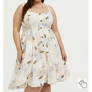 NWT Light Pink Floral Challis Button Hi Lo Dress